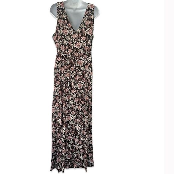 MNG Mango Black Floral Sleeveless Maxi Wrap Dress Dark Romantic European Size 4 - Picture 2 of 10